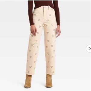 Women’s Sailor Straight Heart Embroidered High Rise Ankle Jeans